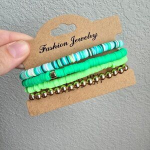 Willow May Green and Gold Bohemian Bracelet Set